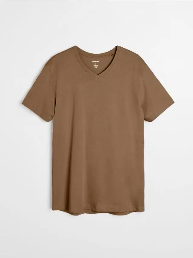 T-shirt basic in cotone - marrone dorato