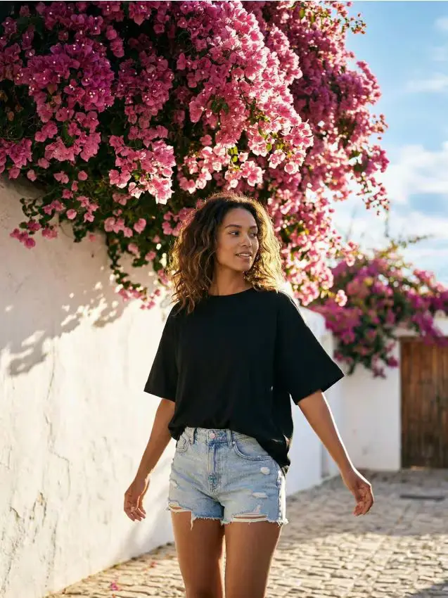 T-shirt basic in cotone - nero