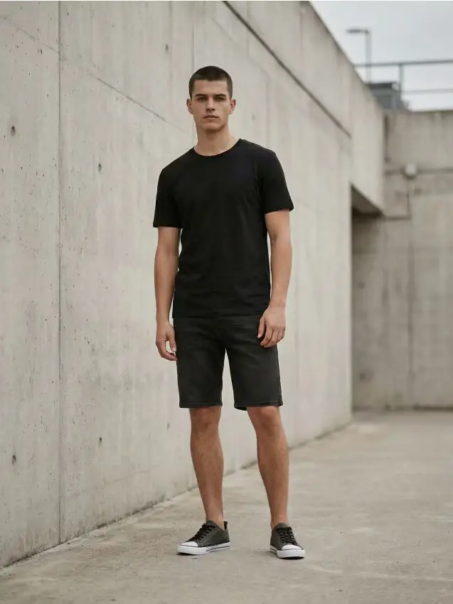 T-shirt basic in cotone - nero