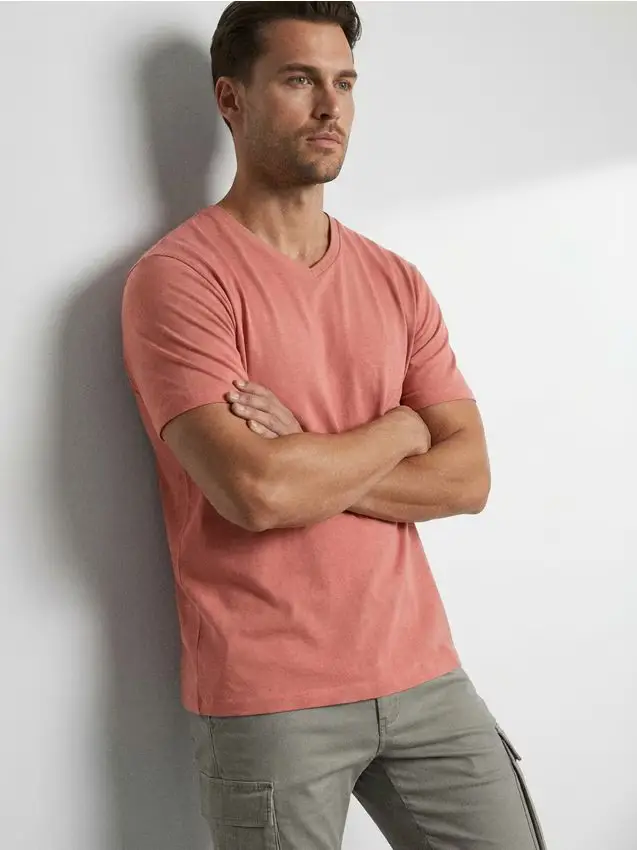 T-shirt basic in cotone - pesca