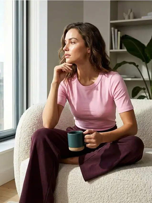 T-shirt basic in cotone - rosa