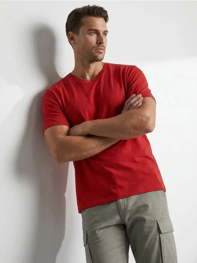 T-shirt basic in cotone - rosso