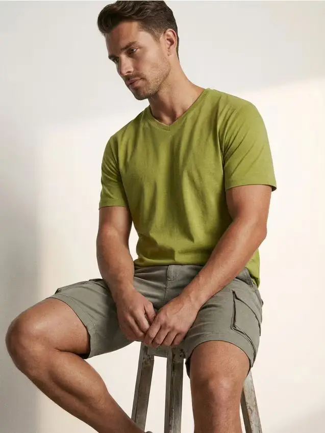 T-shirt basic in cotone - verde-giallo