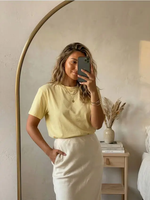 T-shirt basic in cotone - yellow jeans