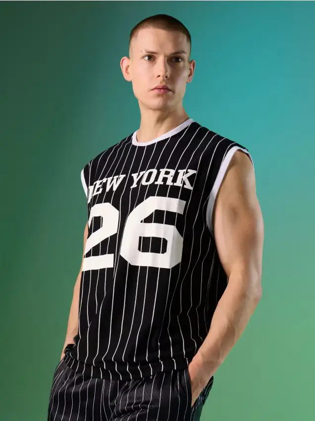 T-shirt boxy a righe - nero