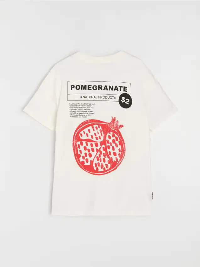 T-shirt comfort in cotone a maniche corte - panna