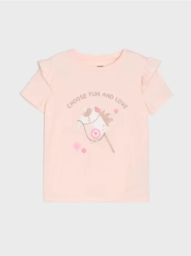 T-shirt con volant decorativi - rosa pastello