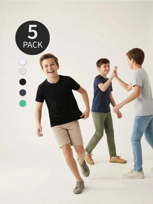 T-shirt in cotone 5 pack - bianco