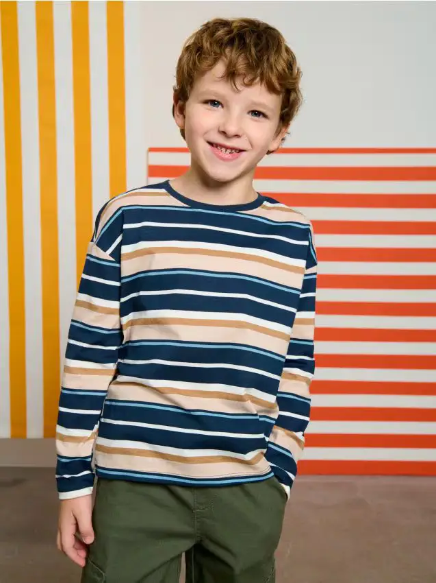 T-shirt in cotone a righe - blu scuro