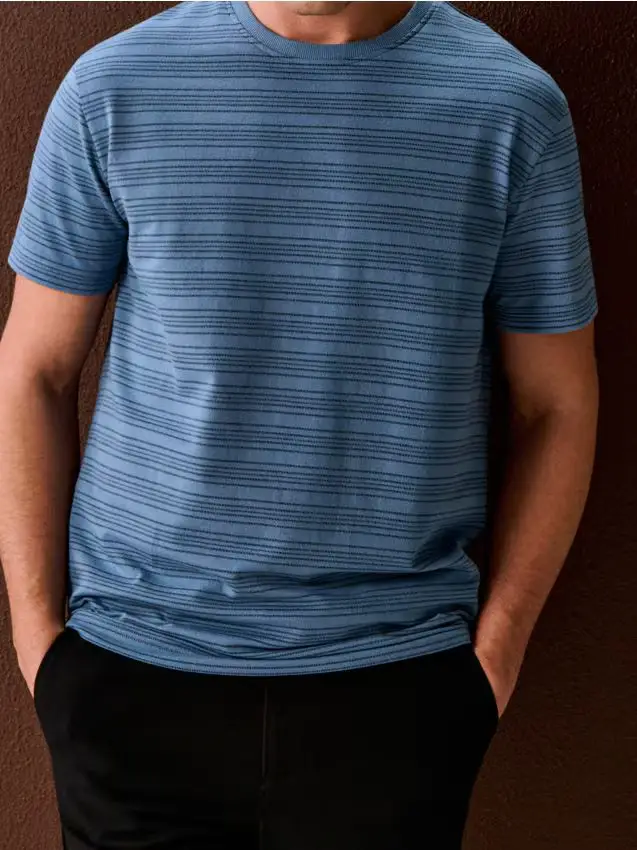 T-shirt in cotone a righe - blu scuro