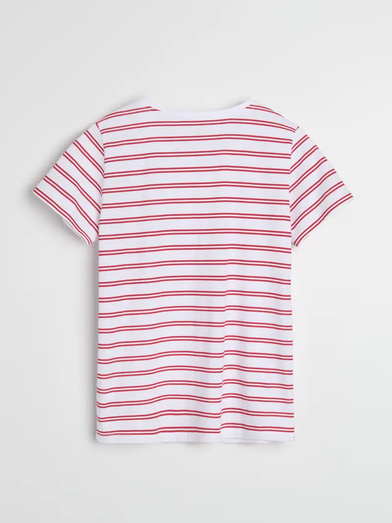 T-shirt in cotone a righe - rosso miniatura 5