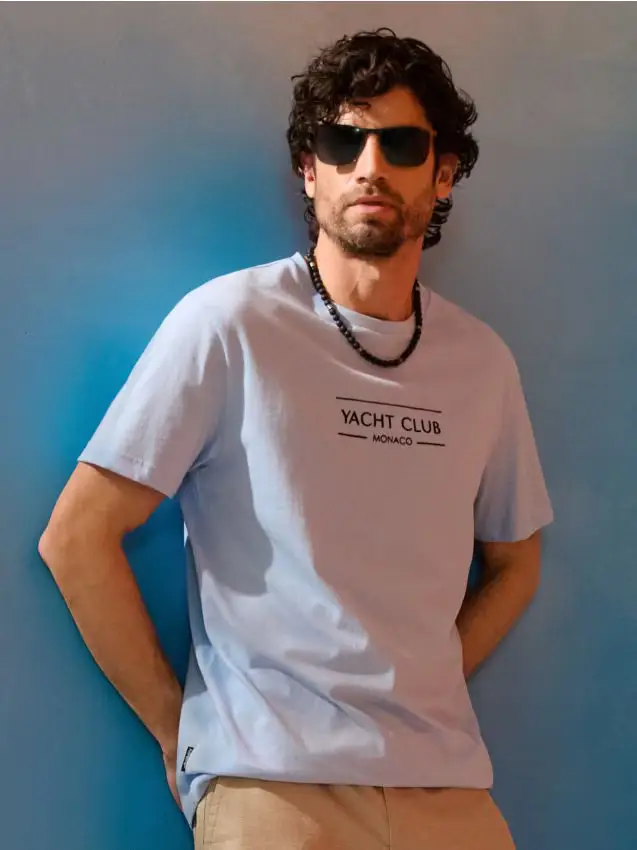 T-shirt in cotone - blu pallido