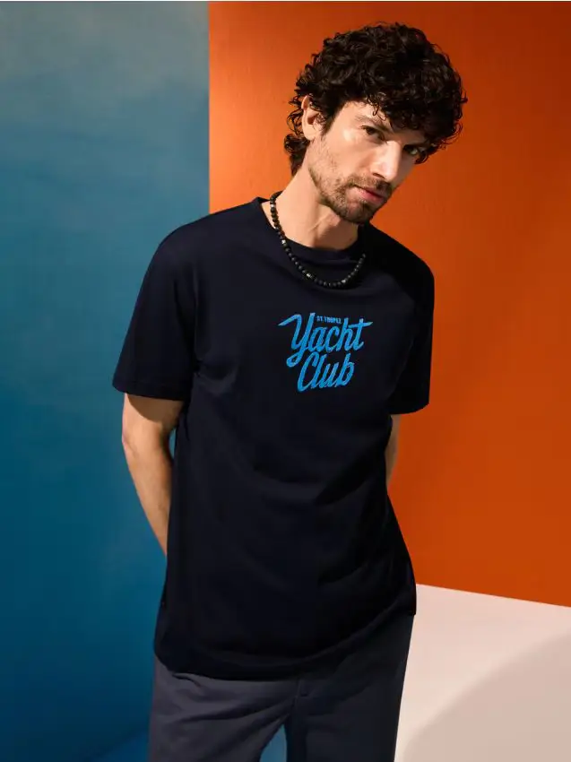 T-shirt in cotone - blu scuro