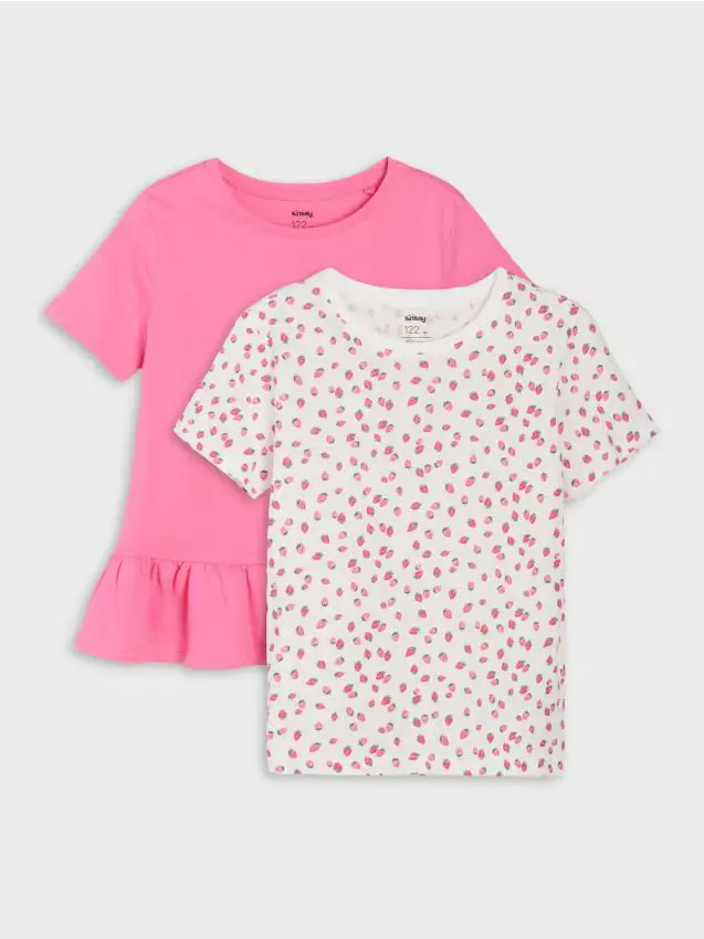 T-shirt in cotone con motivo di fragole 2 pack - multicolor