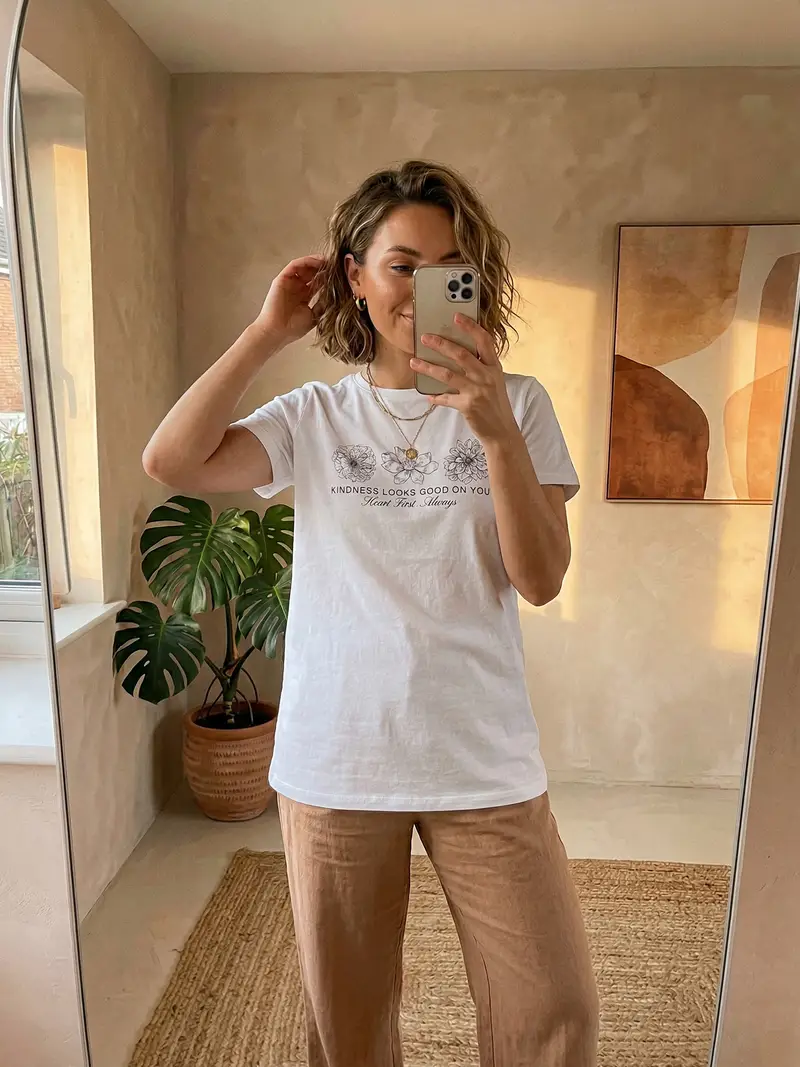 T-shirt in cotone con scritta - bianco miniatura 2