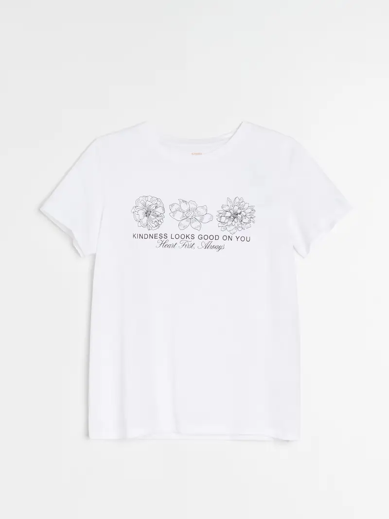 T-shirt in cotone con scritta - bianco miniatura 4