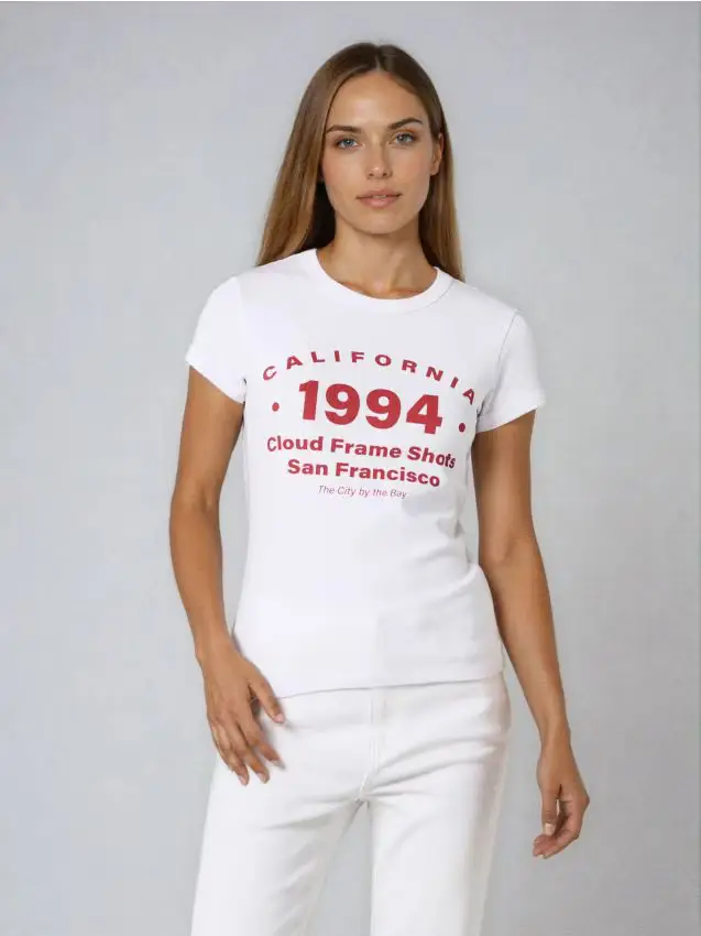 T-shirt in cotone con scritta - bianco