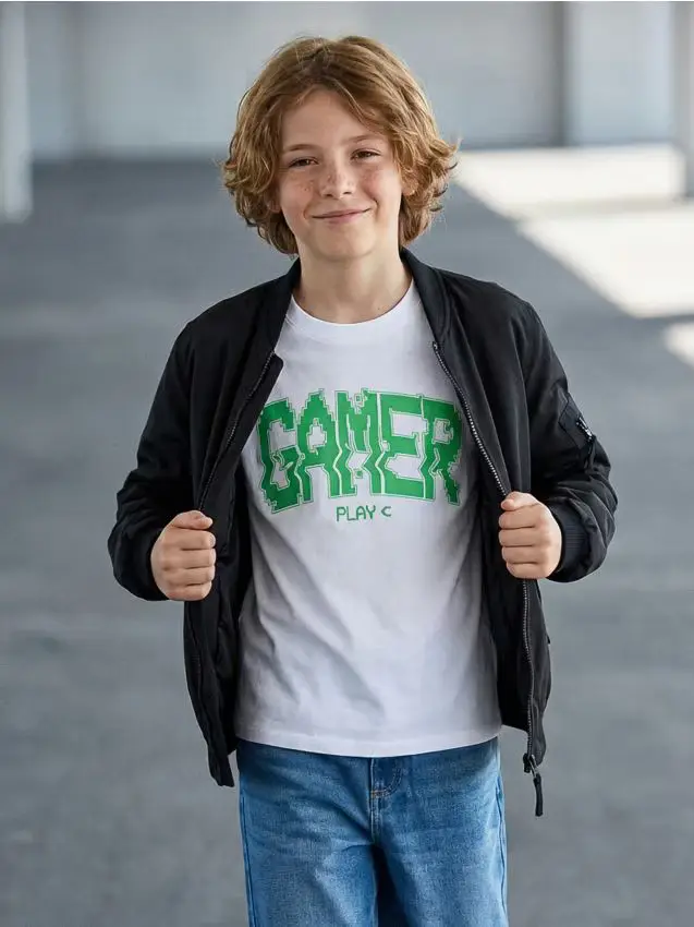 T-shirt in cotone con scritta - bianco