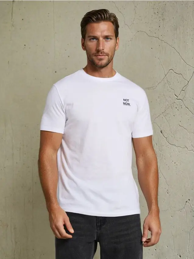 T-shirt in cotone con scritta - bianco