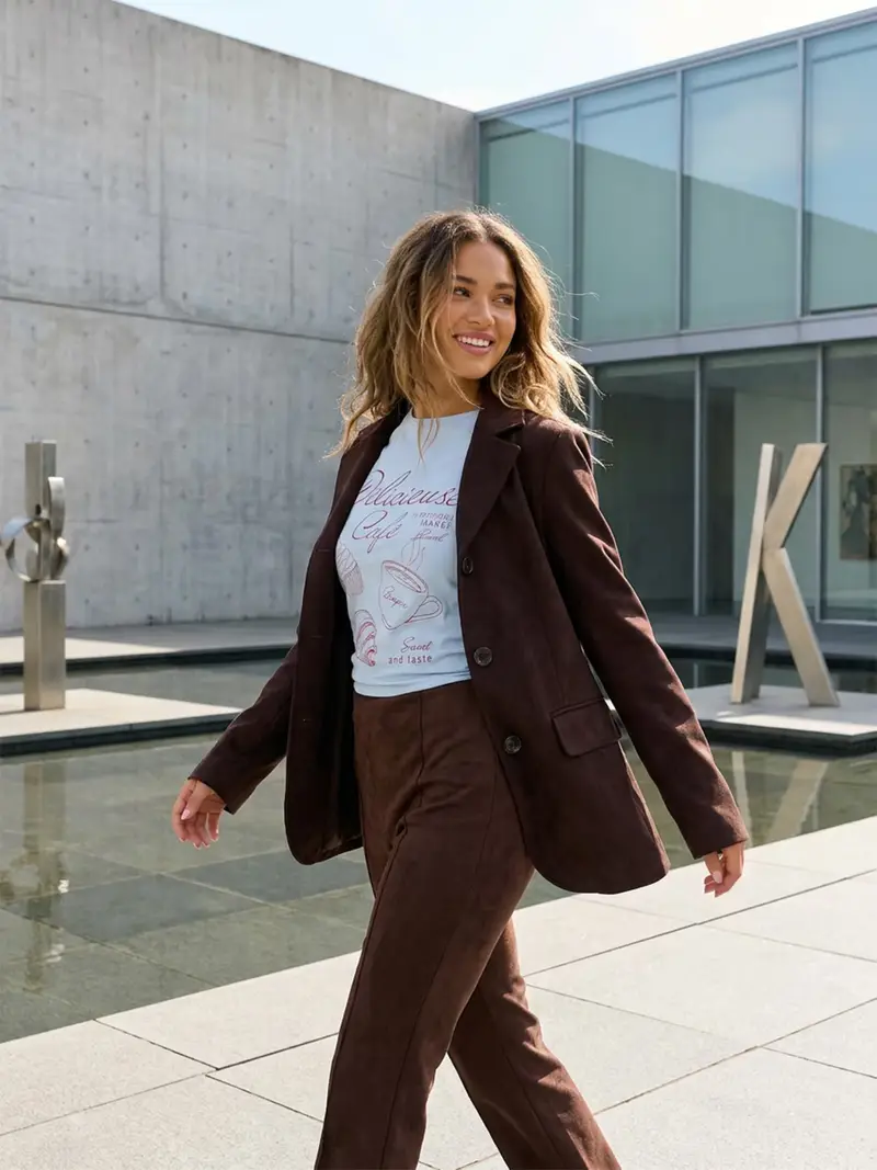 T-shirt in cotone con scritta - blu pallido miniatura 2