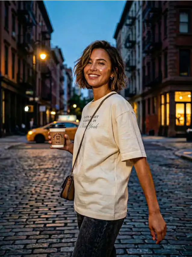 T-shirt in cotone con scritta - giallo chiaro