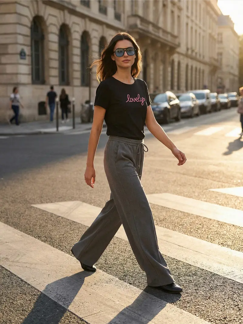 T-shirt in cotone con scritta - nero miniatura 4