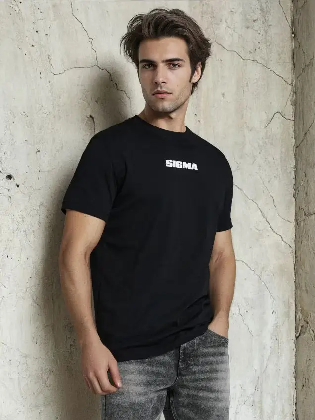 T-shirt in cotone con scritta - nero