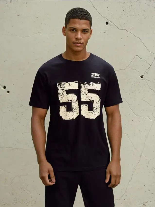 T-shirt in cotone con scritta - nero