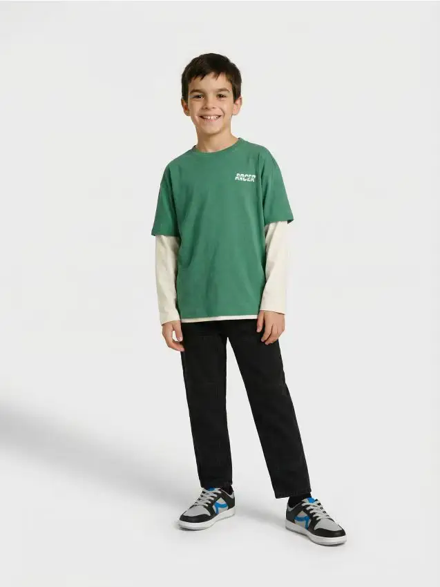 T-shirt in cotone con scritta - panna