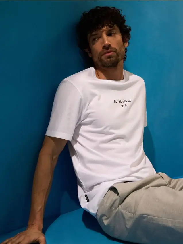 T-shirt in cotone con scritta San Francisco - bianco