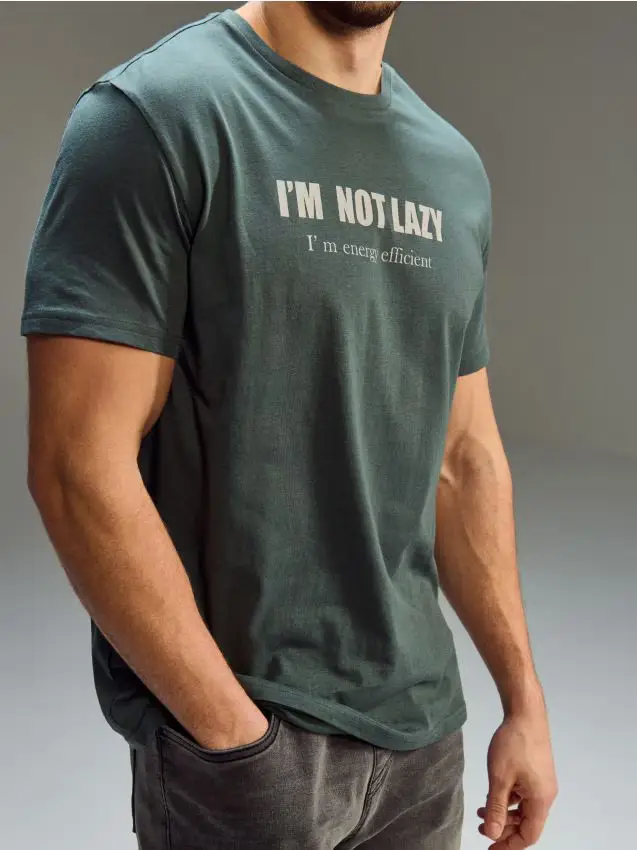 T-shirt in cotone con scritta - verde petrolio