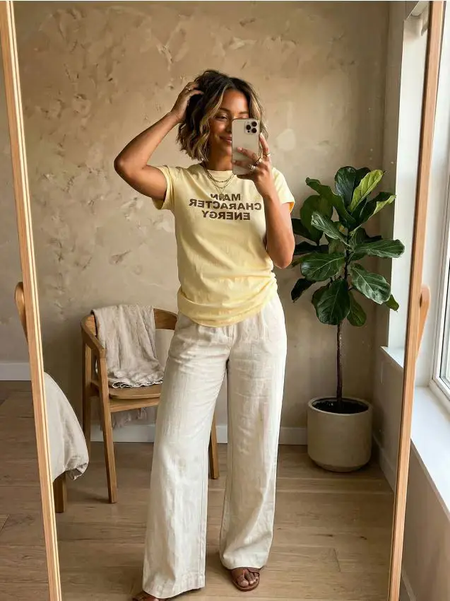 T-shirt in cotone con scritta - yellow jeans