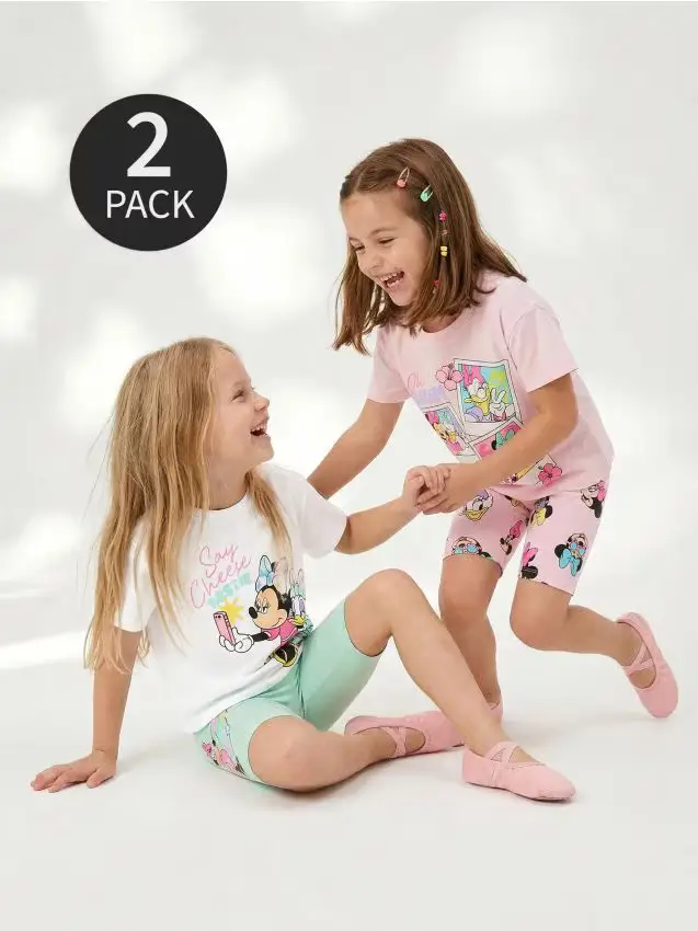 T-shirt in cotone con stampa 2 pack Minnie and Daisy - multicolor