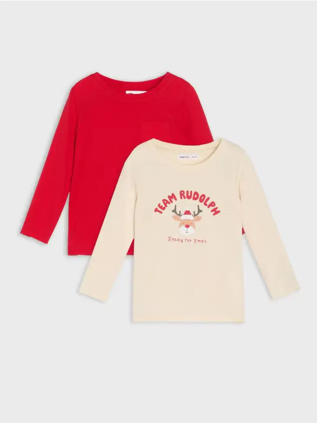 T-shirt in cotone con stampa 2 pack - panna