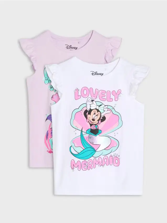 T-shirt in cotone con stampa 2 pezzi Minnie and Stitch - multicolor