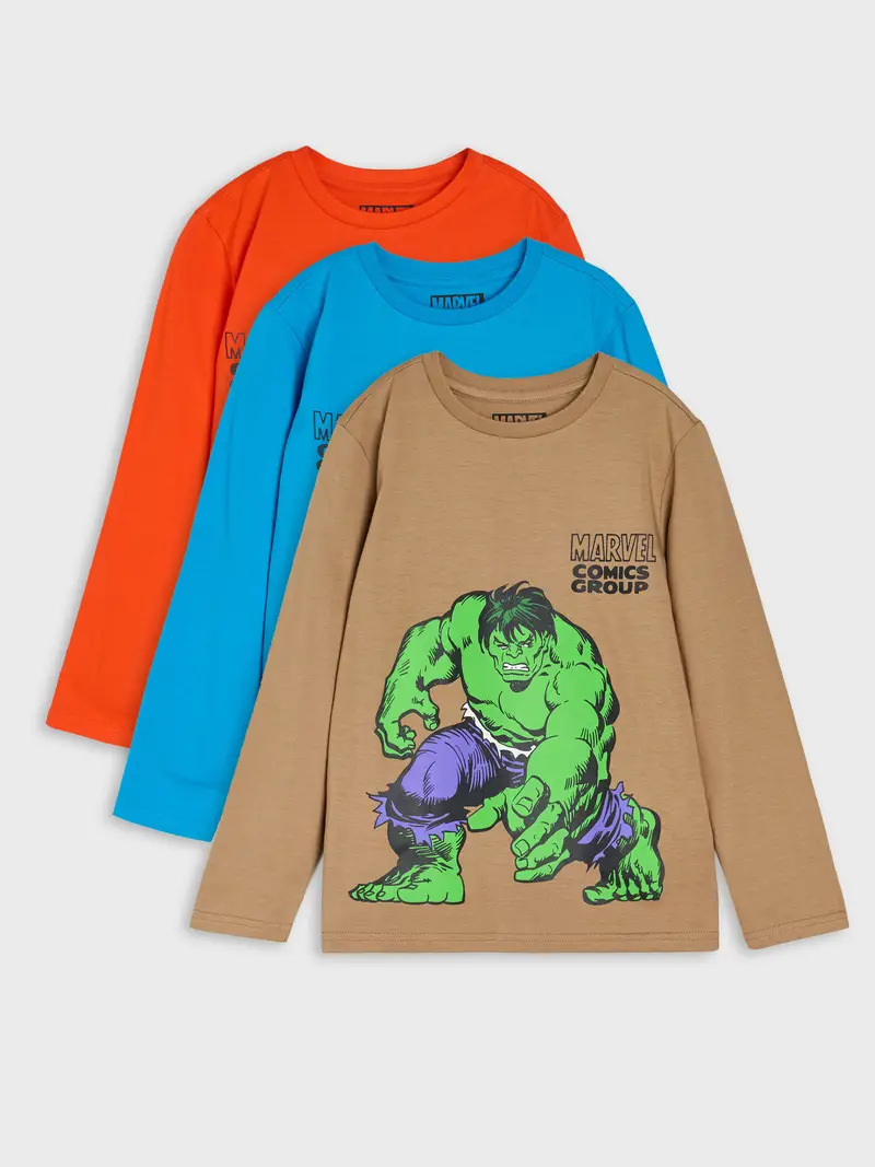 T-shirt in cotone con stampa 3 pack Marvel - multicolor miniatura 2