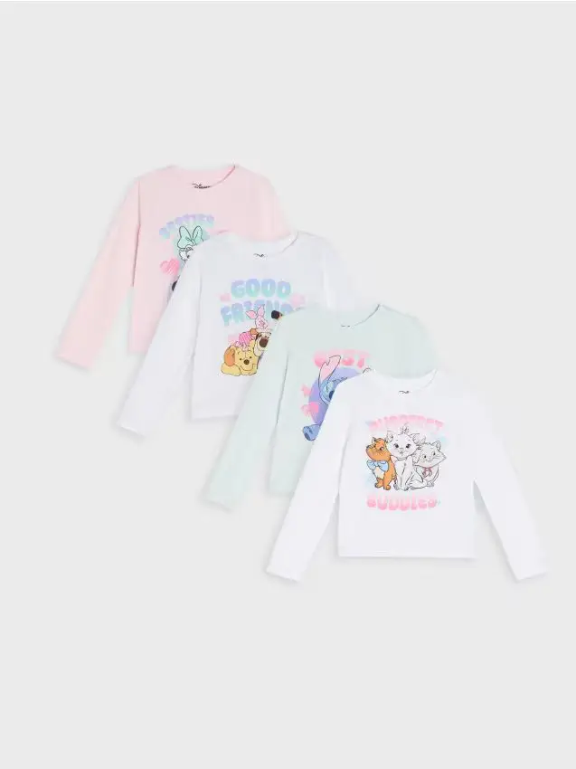 T-shirt in cotone con stampa 4 pack Disney - multicolor