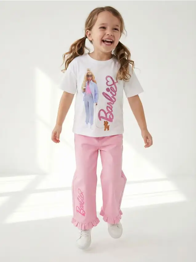 T-shirt in cotone con stampa Barbie - bianco