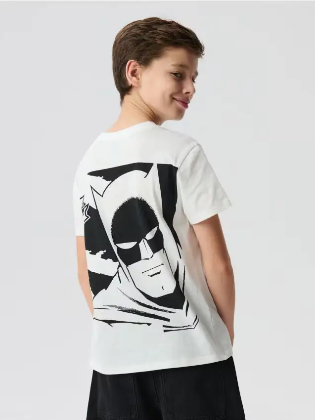T-shirt in cotone con stampa Batman - panna