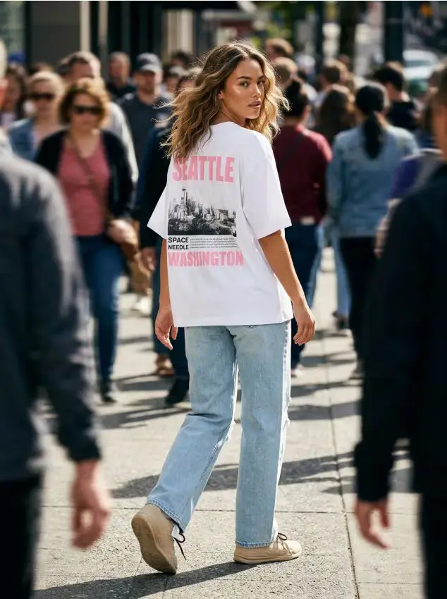 T-shirt in cotone con stampa - bianco