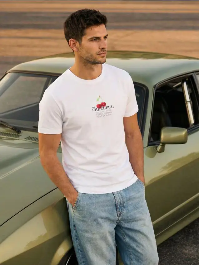 T-shirt in cotone con stampa - bianco