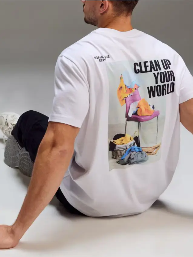 T-shirt in cotone con stampa - bianco