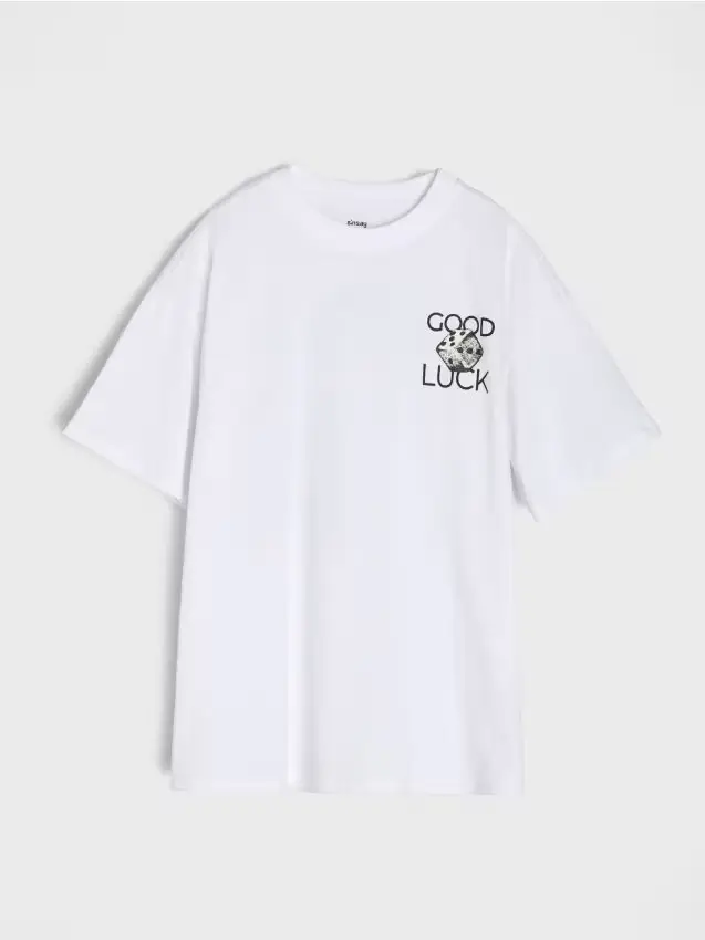 T-shirt in cotone con stampa - bianco