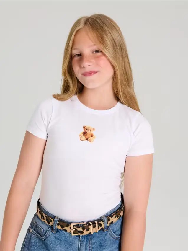 T-shirt in cotone con stampa - bianco