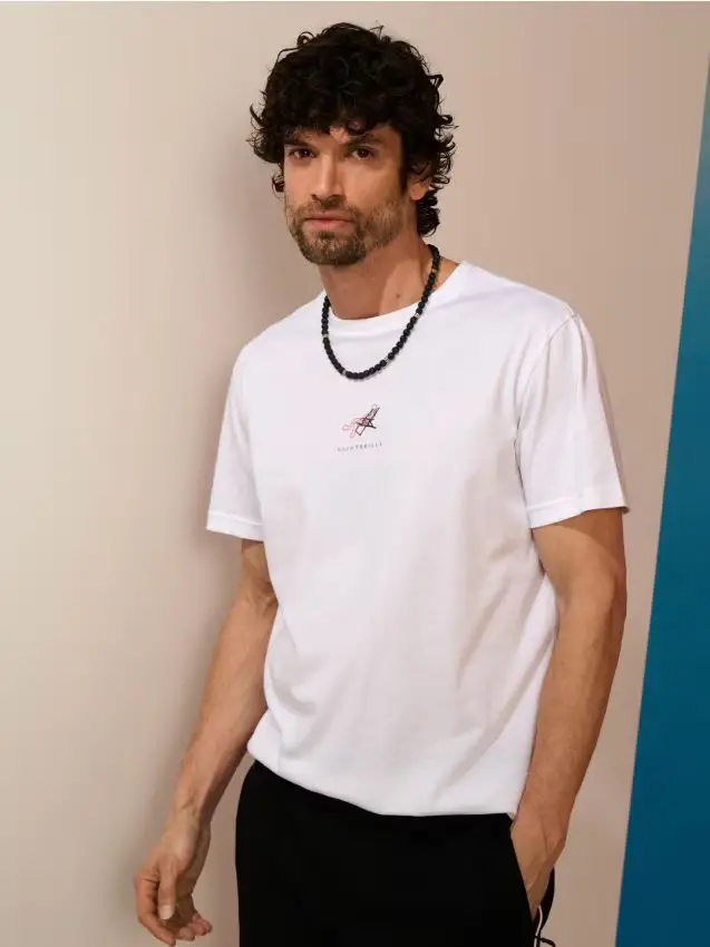 T-shirt in cotone con stampa - bianco