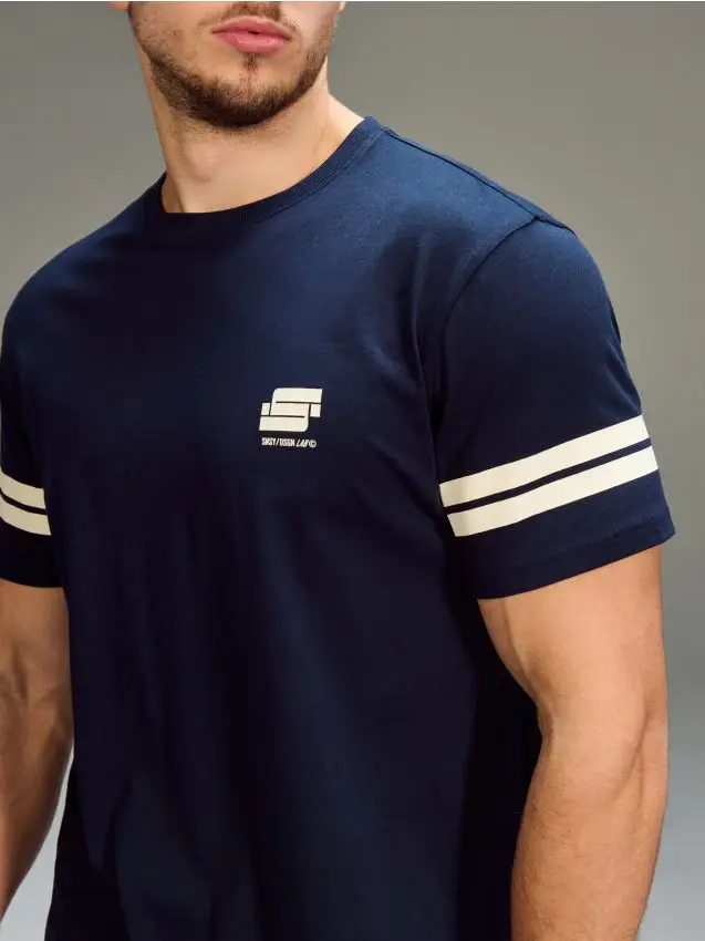 T-shirt in cotone con stampa - blu scuro