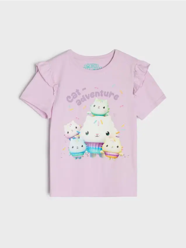 T-shirt in cotone con stampa Gabby s Dollhouse - lavanda