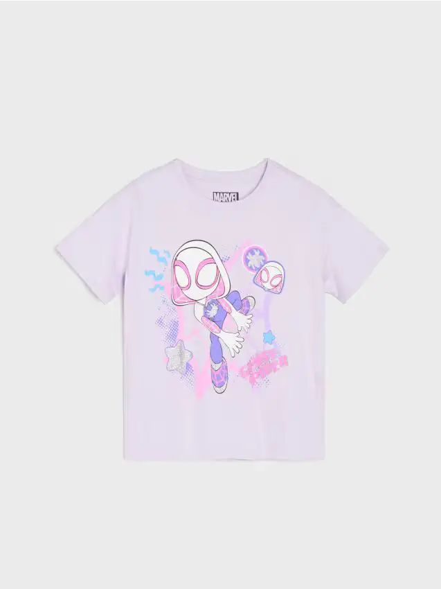 T-shirt in cotone con stampa Ghost-Spider - lavanda