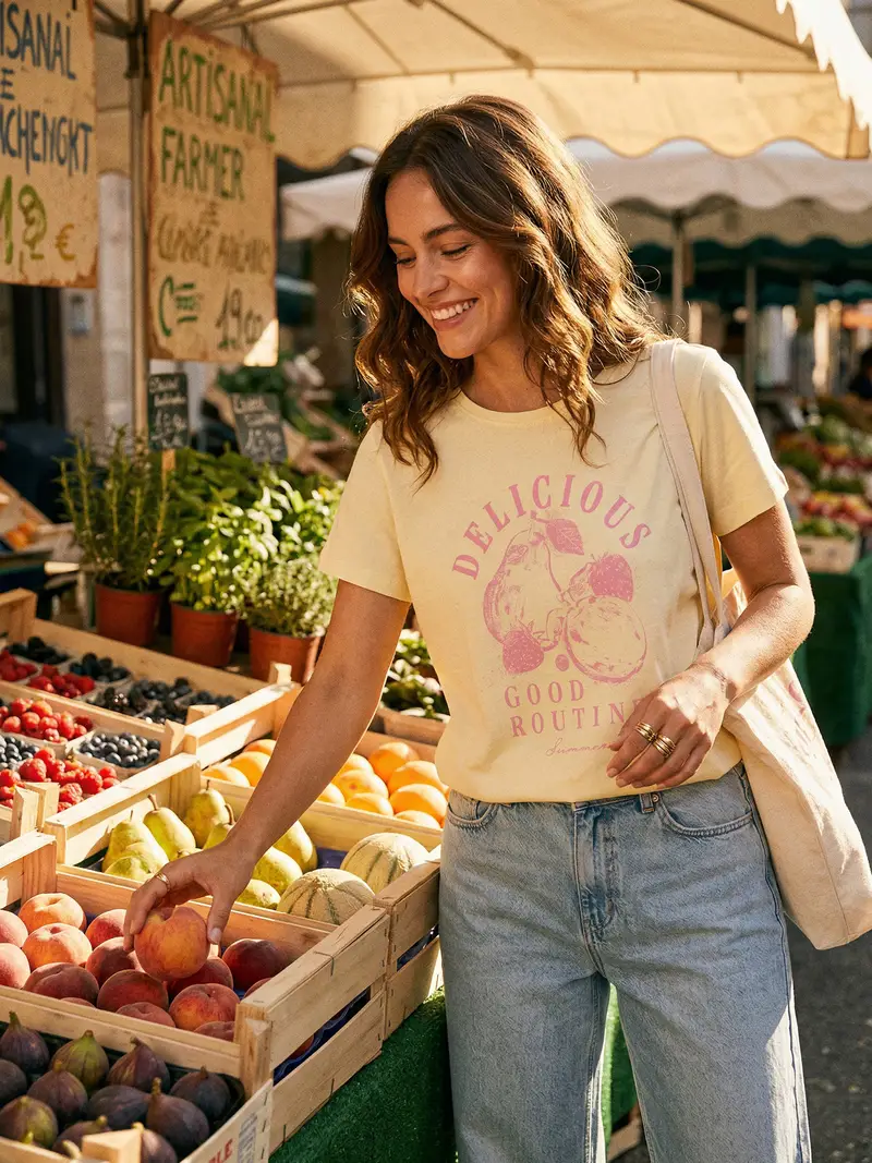 T-shirt in cotone con stampa - giallo miniatura 2