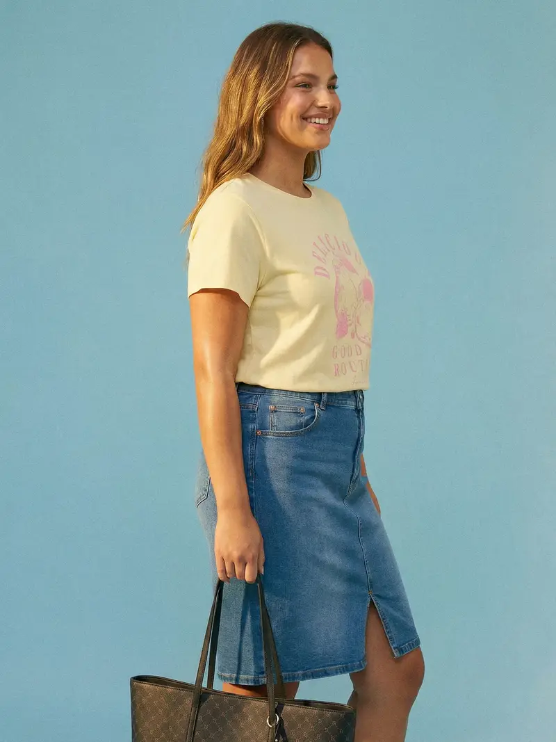 T-shirt in cotone con stampa - giallo miniatura 5